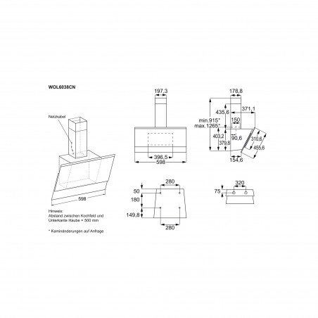 Electrolux WOL6038CN, Hotte design murale