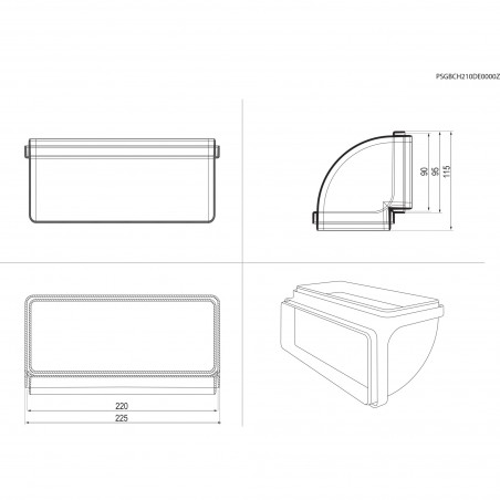 Electrolux M2CKCF09 Forme rectangulaire à courbe verticale (220x90) (adapté à DMSL8350UO, DMSL8340AO