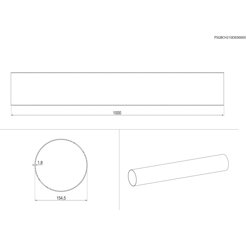 Electrolux M2CKCF07 Rohr runde Form (D 150), 1 mt (passend zu DMSL8350UO