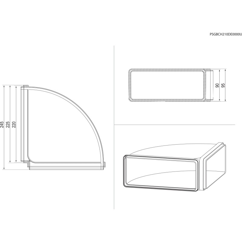 Electrolux M2CKCF04 Courbe horizontale de forme rectangulaire (220x90) (adapté à DMSL8350UO, DMSL8340AO