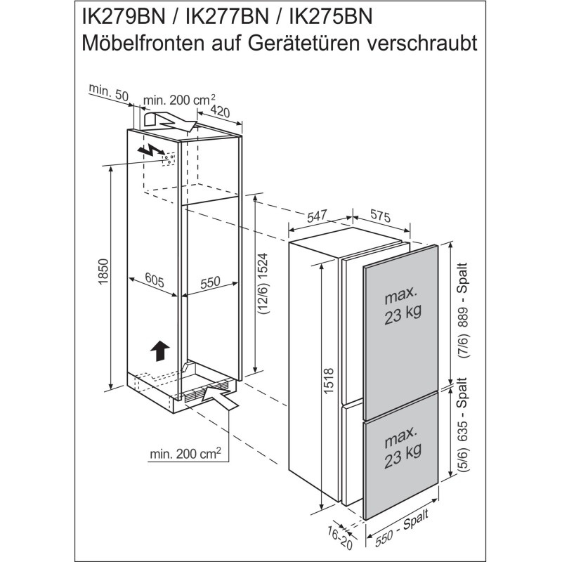 Electrolux IK279BNR, Combiné réfrigérateur-congélateur