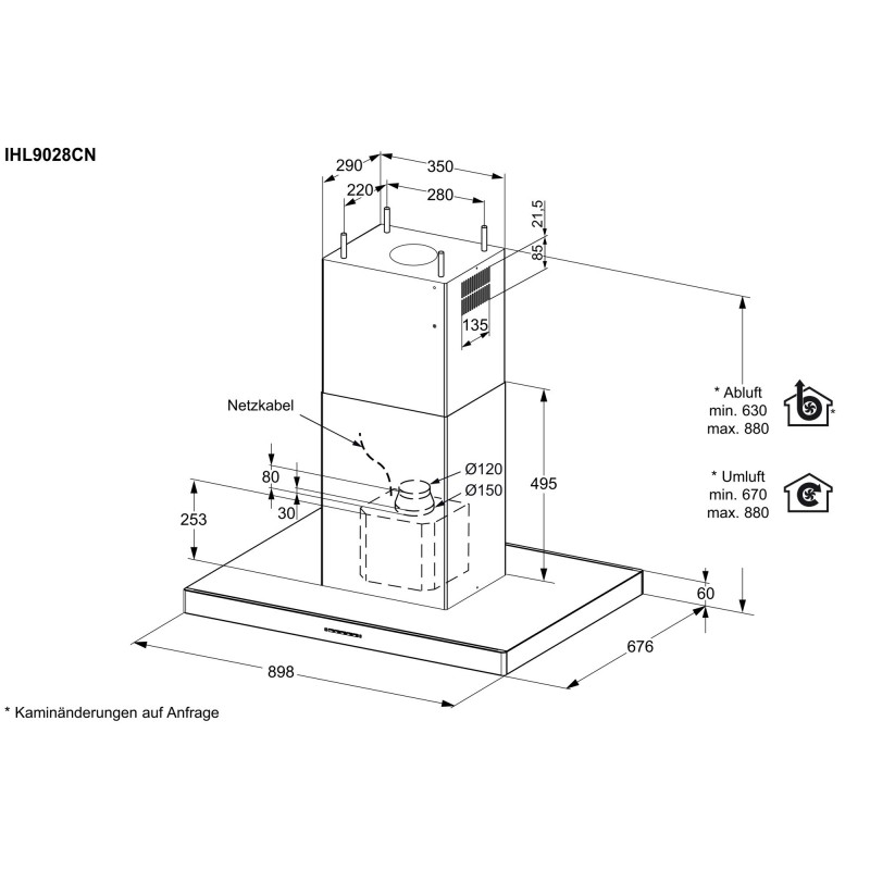 Electrolux IHL9028CN, Inselhaube