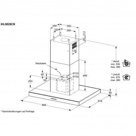 Electrolux IHL9028CN, Hottes design pour îlots de cuisson