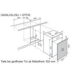 Electrolux GTF55CN Partie frontale de la porte 5/6 (chromé) pour GA55SLI, GA55GLI