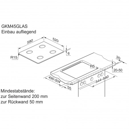 Electrolux GKM45GLAS, Gas-Einbaukochmulde