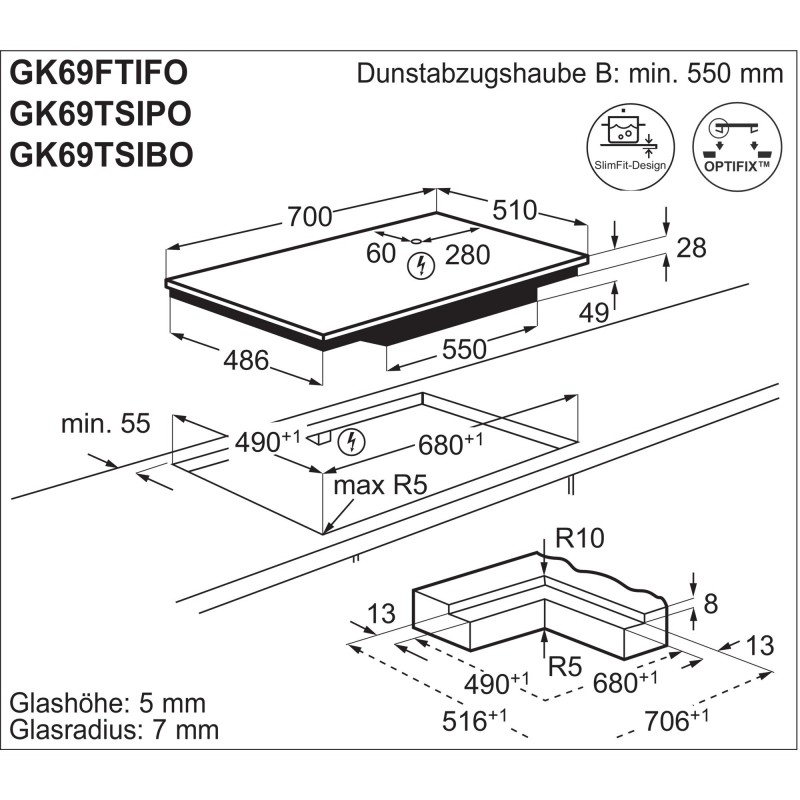 Electrolux GK69TSIPO, Plan de cuisson à induction