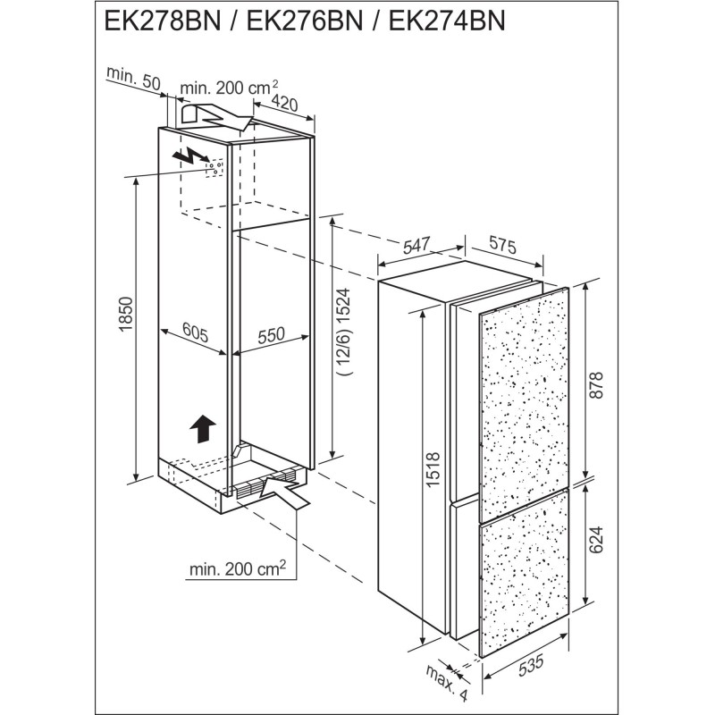 Electrolux EK278BNRWE, Combiné réfrigérateur-congélateur