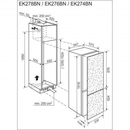 Electrolux EK276BNLWE, Kühl-/Gefrierkombination