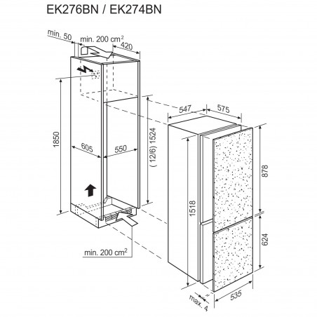 Electrolux EK276BNRBR, Kühl-/Gefrierkombination