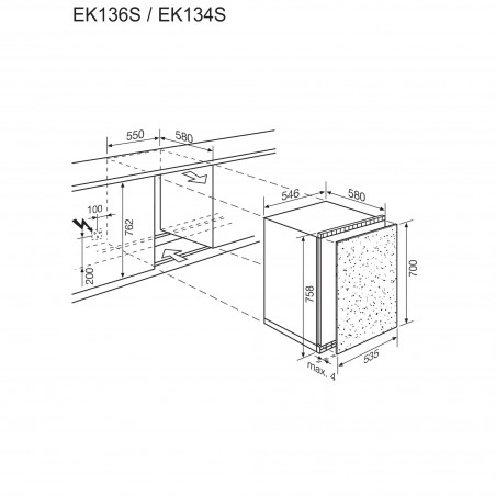 Electrolux EK134SLWE, Réfrigérateur