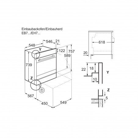 Electrolux EH7L4SW, Cuisinière encastrable