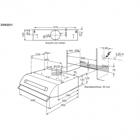 Electrolux DVK5511WE, Hottes encastrables