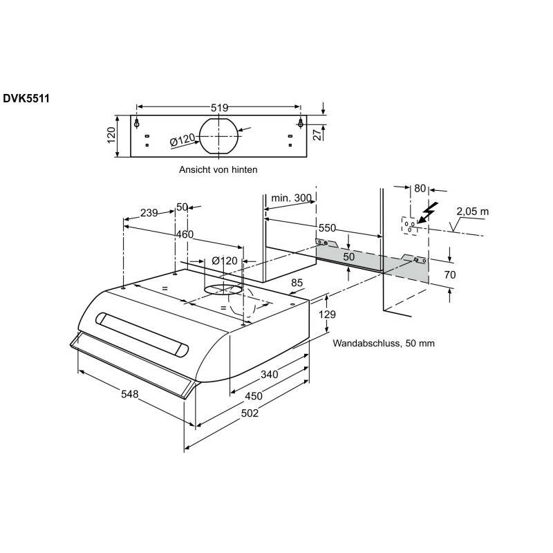 Electrolux DVK5511WE, Hottes encastrables