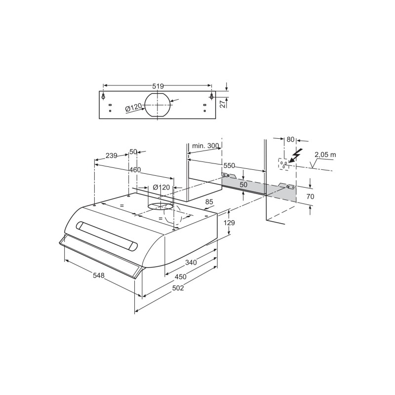 Electrolux DVK5511WE, Hottes encastrables