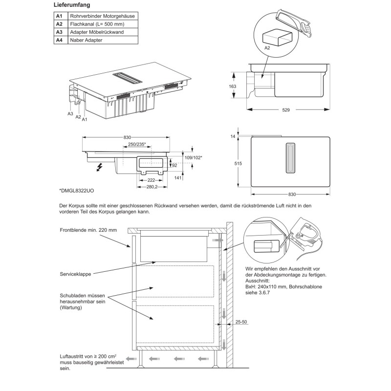 Electrolux DMSL8335UO, Kochfelddunstabzug