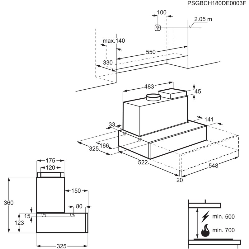 Electrolux DCL5536SW, Hottes encastrables