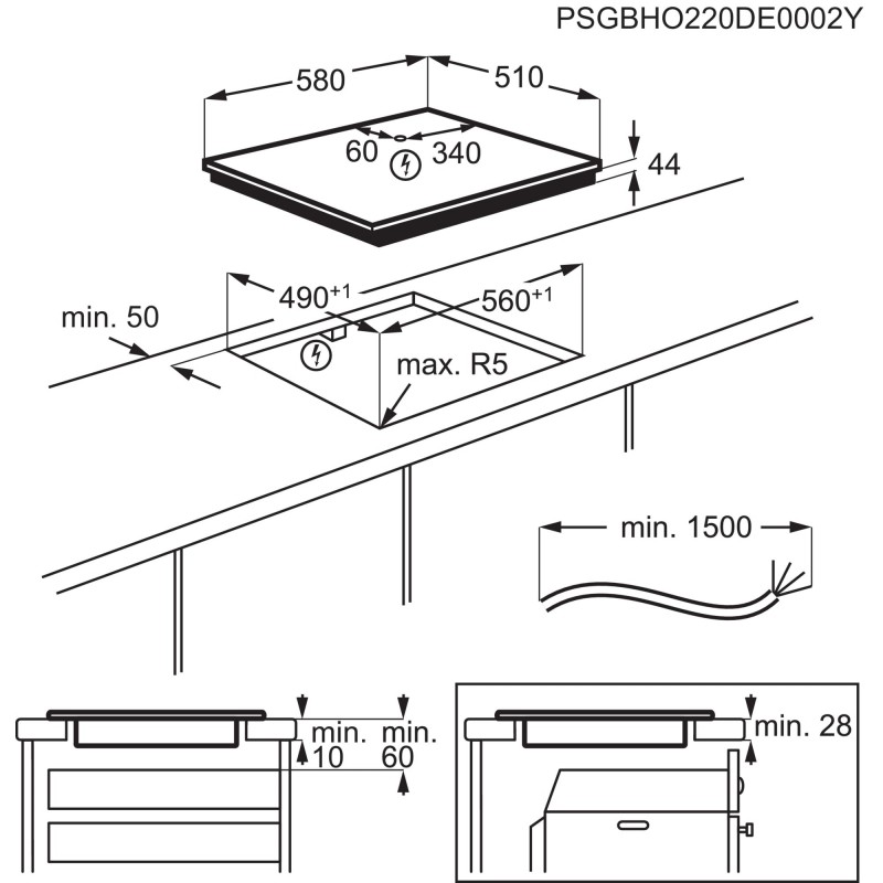 AEG KFA58SIO, Plan de cuisson à induction