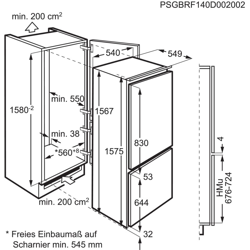 AEG AIK2405R, Kühl-/Gefrierkombination