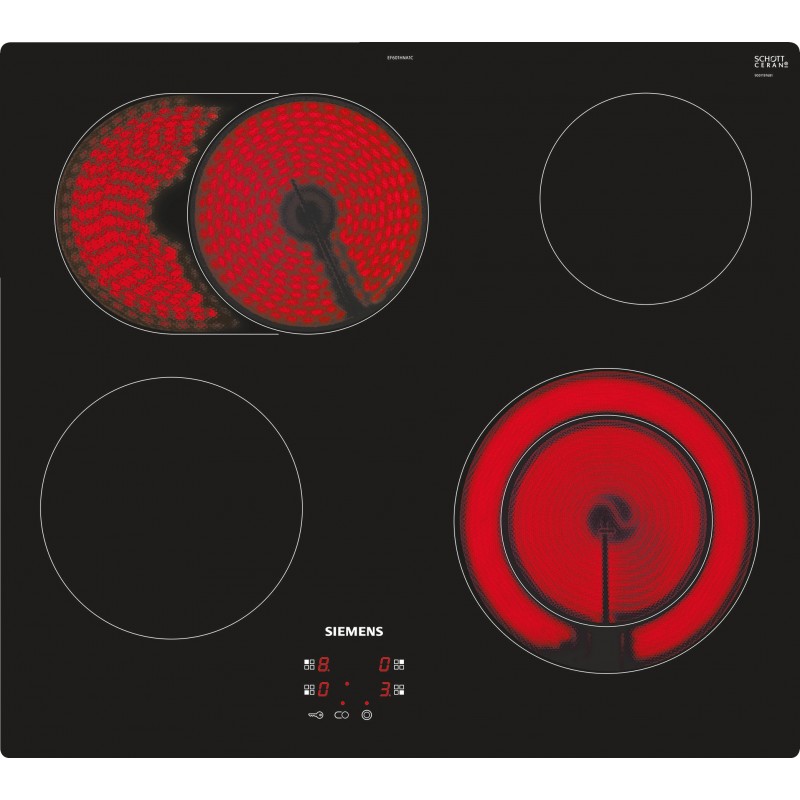 Siemens EF601HNA2C, iQ300, Table de cuisson électrique, 60 cm, Table de cuisson pilotée par le four