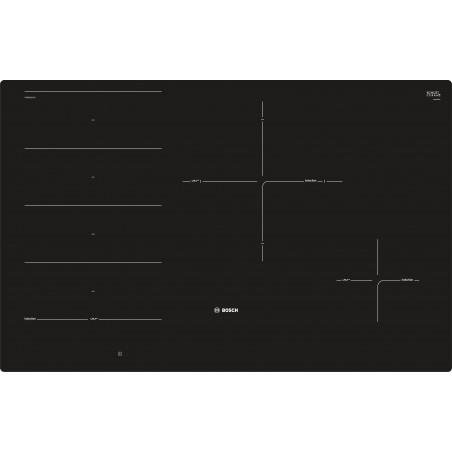 Bosch PXE801DC1E, Série 8, Table de cuisson à induction, 80 cm, Noir, design affleuré