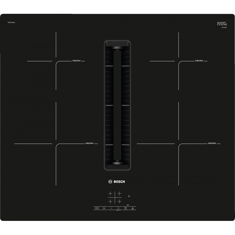 Bosch PIE611B15E, Serie 4, Induktions Kochfeld mit integriertem Dunstabzug, 60 cm, Rahmenlos aufliegend