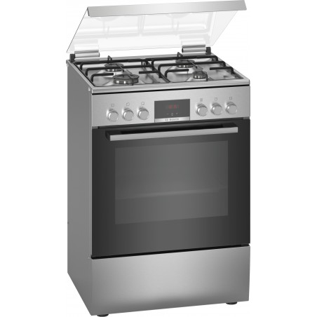 Bosch HXN39AD50, Série 4, Cuisinière indépendante à gaz et four électrique, Acier inoxydable