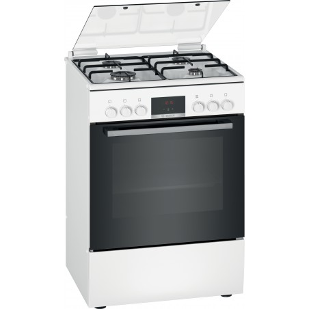 Bosch HXN390D20, Série 4, Cuisinière indépendante à gaz et four électrique, Blanc