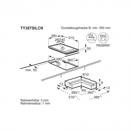 Electrolux TY38TSILCN, Plan de cuisson à induction