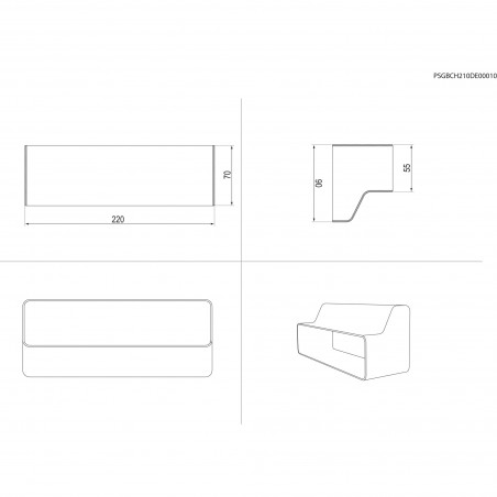 Electrolux M2CKCF11 Rechteckige Reduzierung 220 mm von 90 mm auf 55 mm (passend zu DMSL8350UO, DMSL8340AO