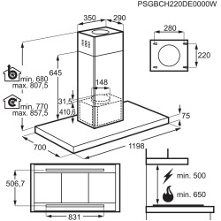 Electrolux IHSL1263CN, Hottes design pour îlots de cuisson