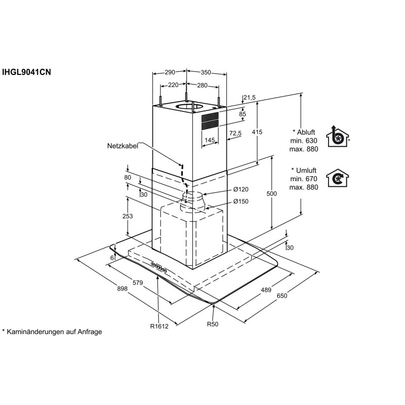 Electrolux IHGL9041CN, Inselhaube