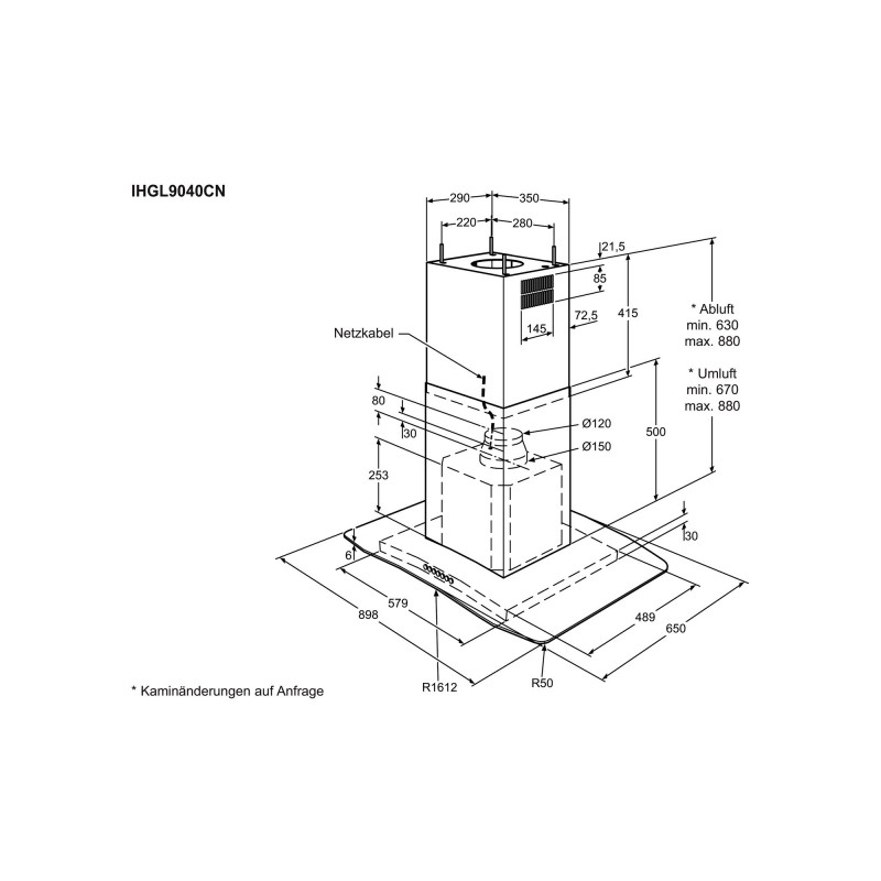 Electrolux IHGL9041CN, Hottes design pour îlots de cuisson