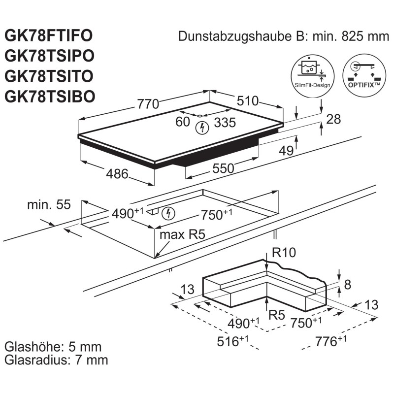 Electrolux GK78TSIBO, Plan de cuisson à induction