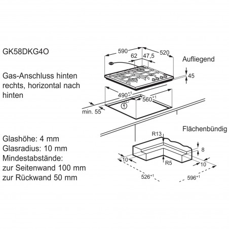 Electrolux GK58DKG4O, Gas-Einbaurechaud