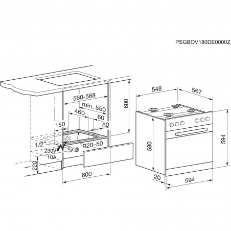 Electrolux GHL3046WE, Gas-Einbauherd