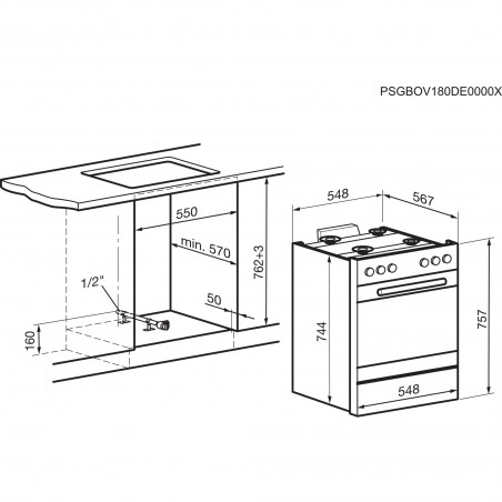 Electrolux GHL246WE, Gas-Einbauherd