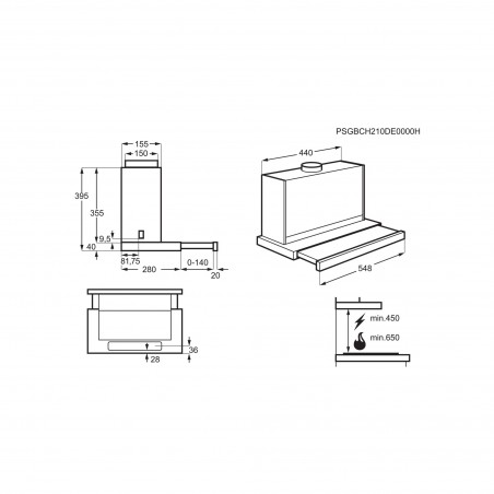 Electrolux DAK5536SW, Flachschirmhaube