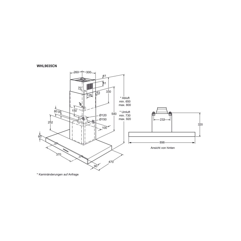 Electrolux WHL9037CN, Wandhaube