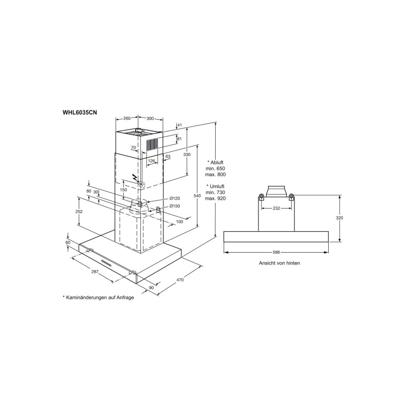 Electrolux WHL6037CN, Wandhaube