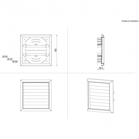 Electrolux M2CKCF12 Aussengitter mit Schwerkraftklappen (passend zu DMSL8350UO, DMSL8340AO