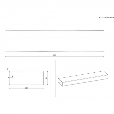 Electrolux M2CKCF05 Rohr rechteckige Form (220x90), 1 Mt (passend zu DMSL8350UO