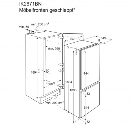 Electrolux IK2671BNR, Combiné réfrigérateur-congélateur