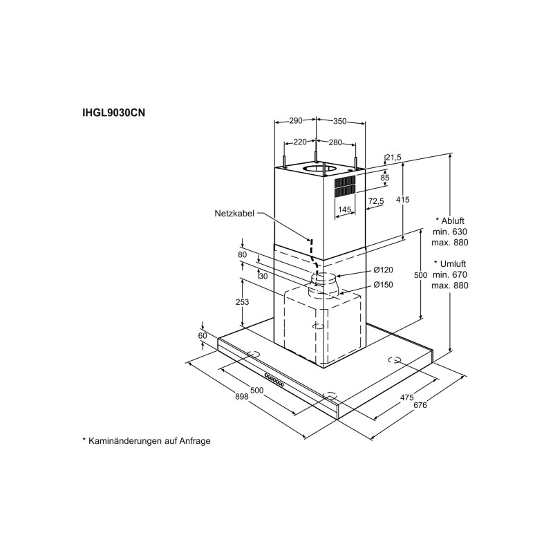 Electrolux IHGL9031CN, Inselhaube