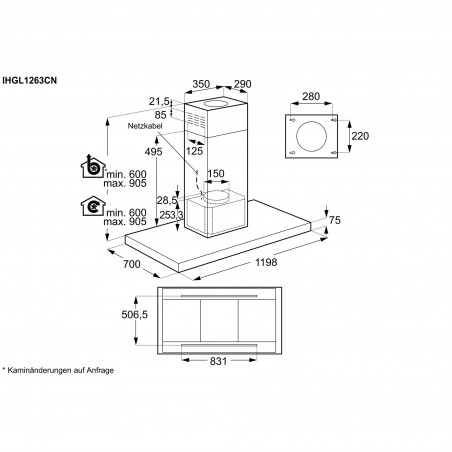 Electrolux IHGL1263CN, Hottes design pour îlots de cuisson