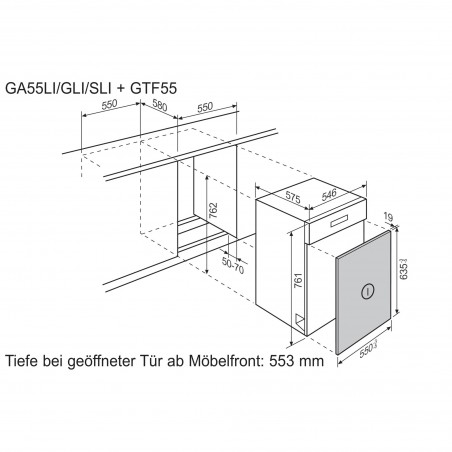 Electrolux GTF55CN Türfront 5/6 (Edelstahl) für GA55SLI, GA55GLI