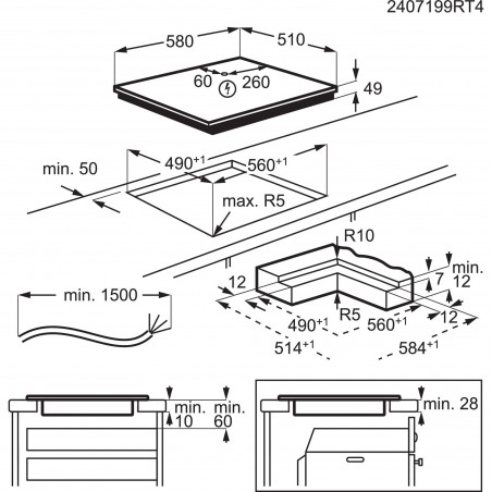 Electrolux GK58TSIBSO, Plan de cuisson à induction