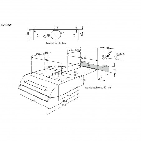 Electrolux DVK5511WE, Hottes encastrables